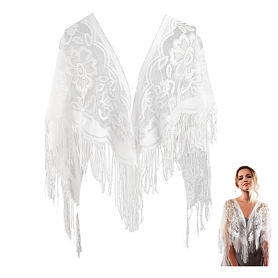 Lace Flower Detachable Polyester Shawl AJEW-WH20072-43B-1