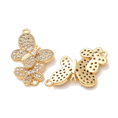 Brass Micro Pave Clear Cubic Zirconia Connector Charms CU-CBA4579-01G-C-1