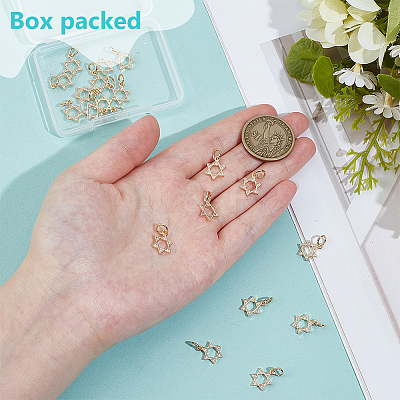 20Pcs Brass Micro Pave Clear Cubic Zirconia Charms KK-BC0015-34G-1