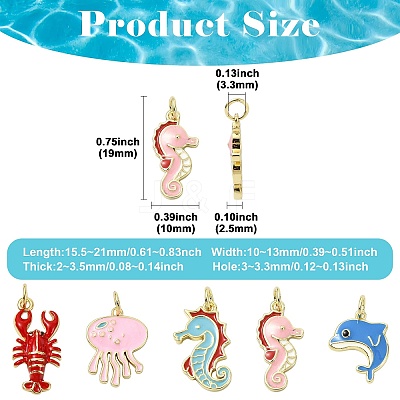 5Pcs 5 Styles Brass Enamel Pendants KK-CJ0004-27-1