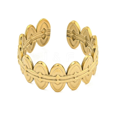 304 Stainless Steel Oval Open Cuff Ring for Women LS-RJEW-S406-01G-03-1