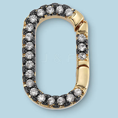 4Pcs Brass Micro Pave Clear Cubic Zirconia Spring Gate Rings KK-SC0006-37-1