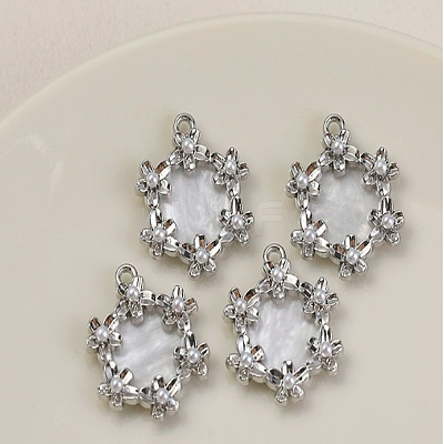 White Series Love Bow Alloy Acrylic Pendant PALLOY-WH0115-01P-01-1