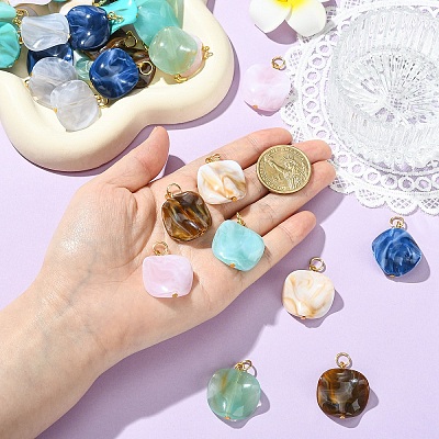 40Pcs 8 Styles Acrylic Pendants PALLOY-YW00204-1