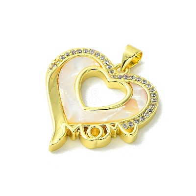 Mother's Day Brass Micro Pave Clear Cubic Zirconia Pendants KK-H472-13G-05-1