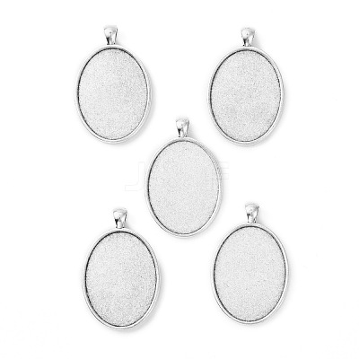 Tibetan Style Oval Alloy Big Pendant Cabochon Settings X-TIBEP-Q045-051AS-RS-1