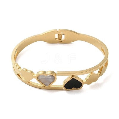 304 Stainless Steel Enamel Heart Hinged Bangles BJEW-E099-03G-1