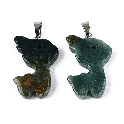 Natural Indian Agate Pendants G-T144-11J-1
