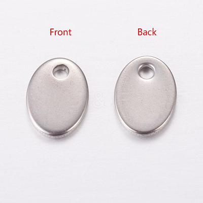 Tarnish Resistant Original Color Flat Oval Stamping Blank Tag Charms 201 Stainless Steel Pendants X-STAS-Q064-1