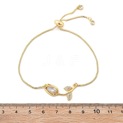 Brass Micro Pave Clear Cubic Zirconia Slider Bracelets BJEW-C089-05G-1