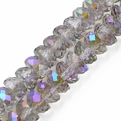 Electroplate Transparent Glass Beads Strands EGLA-N002-37-C02-1