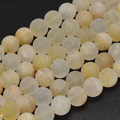 Natural Yellow Hematoid Quartz Beads Strands G-K068-08-8mm-1-1