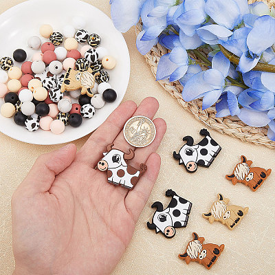 72pcs 12 style Food Grade Silicone Focal Beads SIL-CA0003-20-1