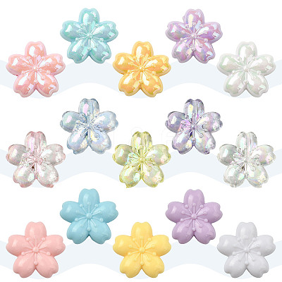 40Pcs 5 Colors UV Plating Transparent Acrylic Beads OACR-FS0002-86-1