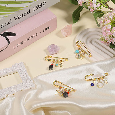 4Pcs 4 Styles Steel Heavy Duty Safety Pins JEWB-CA00008-1
