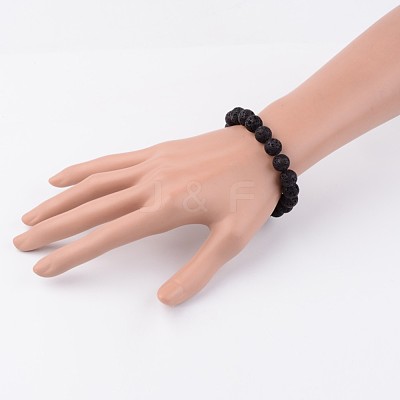 Natural Lava Rock Beads Stretch Bracelets X-BJEW-JB02411-1