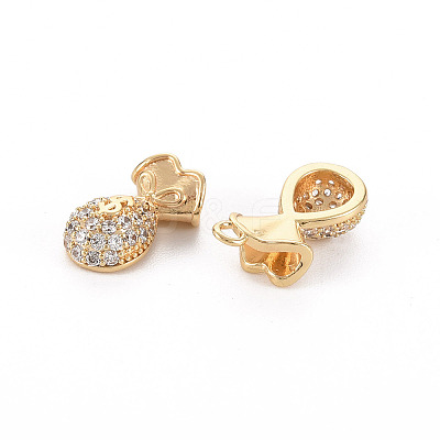 Brass Micro Pave Clear Cubic Zirconia Charms KK-S356-452-NF-1