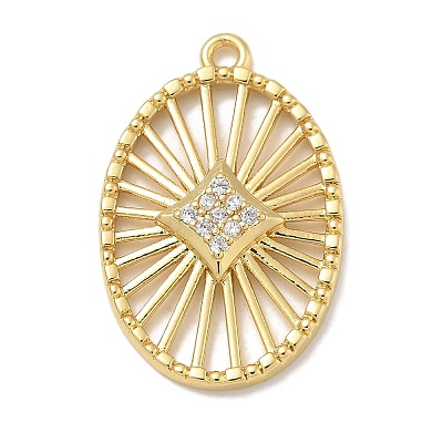 Rack Plating Brass Micro Pave Cubic Zirconia Pendants KK-L224-043G-1