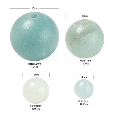 340Pcs 4 Style Natural Amazonite Beads G-LS0001-52-1