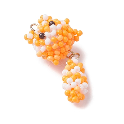 Glass Seed Beaded Cat Pendants PALLOY-MZ01020-02-1