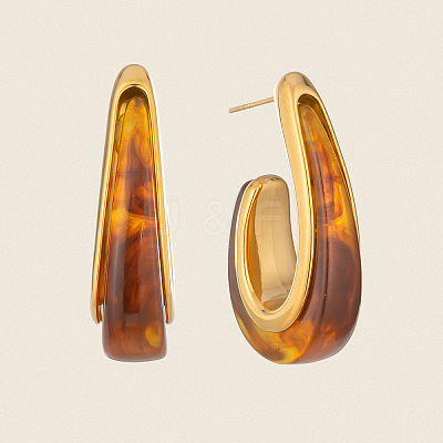 304 Stainless Steel Resin Stud Earrings for Women EG1813-3-1
