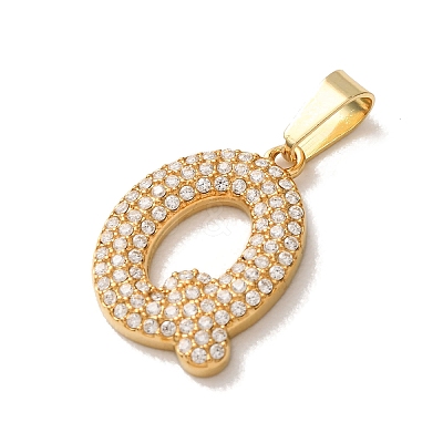 304 Stainless Steel Micro Pave Clear Cubic Zirconia Pendants CU-CBA703A-05G-Q-1