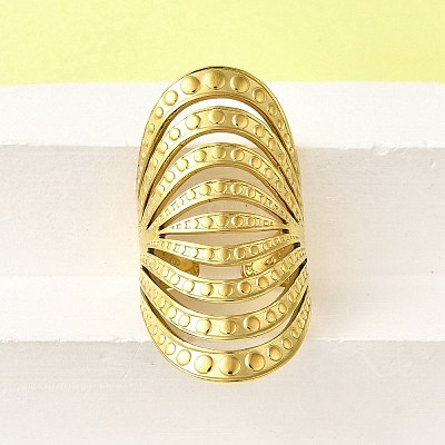304 Stainless Steel Adjustable Cuff Rings for Women LS-RJEW-B123-01G-03-1