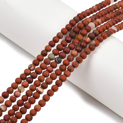 Frosted Natural Red Jasper Beads Strands G-C270-M01-4mm-1