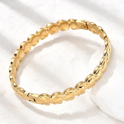 Fish 304 Stainless Steel Hinged Bangle for Women BJEW-K237-28G-1