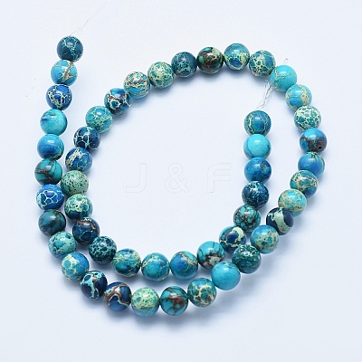 Natural Imperial Jasper Beads Strands G-A175B-8mm-03-1