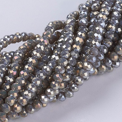 Electroplate Glass Beads Strands GLAA-F077-FR11-1