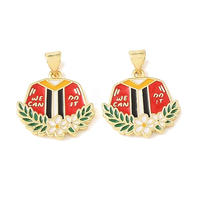 Graduation Season Brass Enamel Pendants KK-CBAF2EC-03G-B01-1