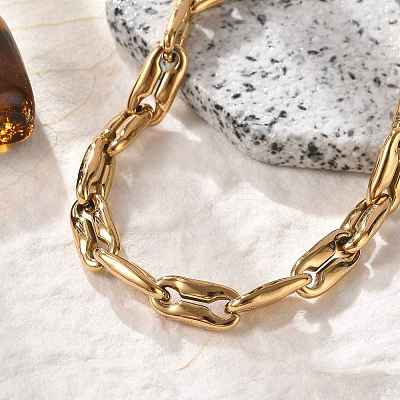 304 Stainless Steel Coffee Bean Chain Bracelets for Women Men BJEW-F488-27G-1