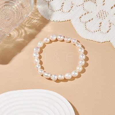 Natural Baroque Keshi Pearl Beaded Stretch Bracelet for Women BJEW-JB08910-1