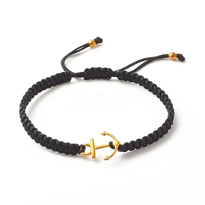 Alloy Anchor Braided Bead Bracelet BJEW-JB07845-1