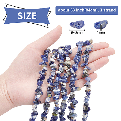 3 Strand Natural Sodalite Beads Strands G-BC0001-26-1