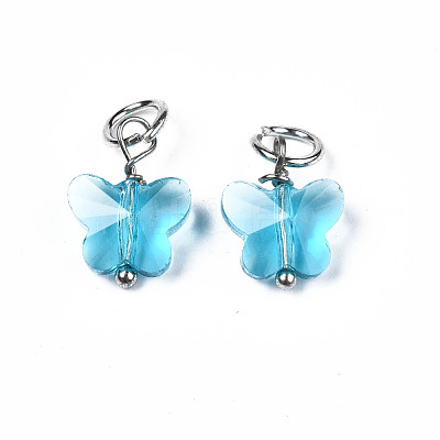 Faceted Transparent Glass Charms GLAA-T024-06E-1
