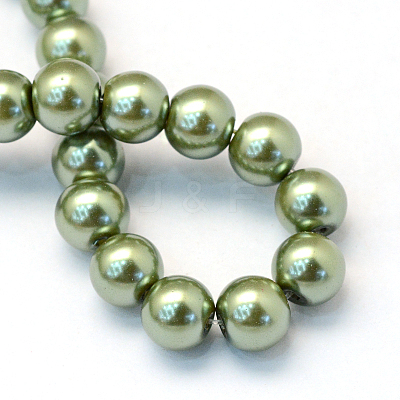 Baking Paint Pearlized Glass Pearl Round Bead Strands HY-Q003-10mm-49-1