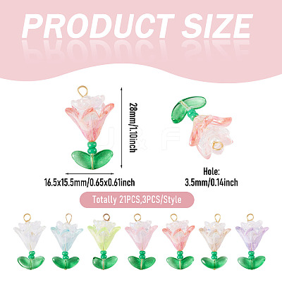 Transparent Acrylic Flower Pendants PALLOY-TADJ00011-1