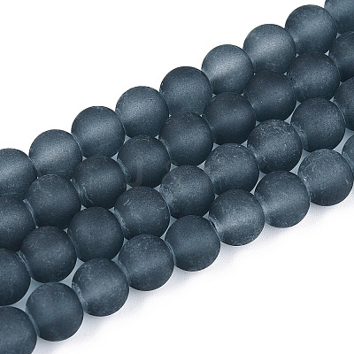 Frosted Transparent Glass Beads Strands GLAA-S031-8mm-12-01-1