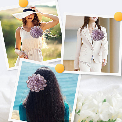 Flower Cloth Rhinestone Broochs JEWB-WH20009-06P-01-1