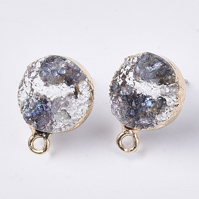 Druzy Resin Stud Earring Loops X-RESI-S383-028A-1