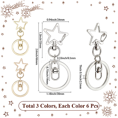 18Pcs 3 Style Alloy Keychain Clasps KEYC-SP0001-49C-1