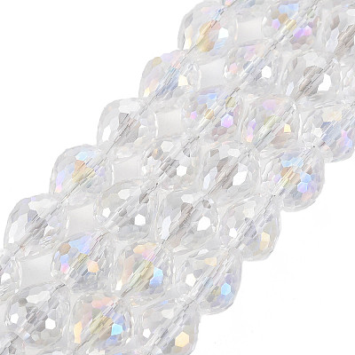 Electroplate Transparent Glass Beads Strands EGLA-T008-024-C01-1
