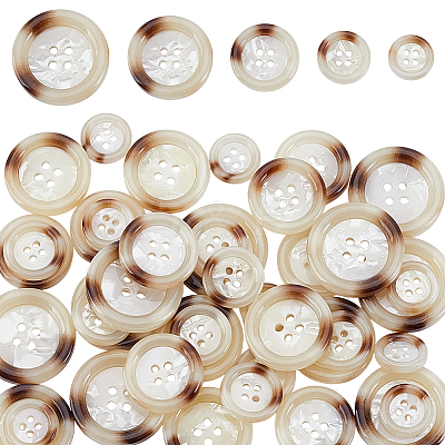 40Pcs 5 Styles Resin Buttons BUTT-WR0001-34-1