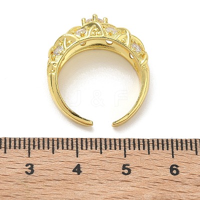 Brass Micro Pave Cubic Zirconia Cuff Open Rings RJEW-C163-24G-1
