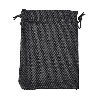 Polyester Imitation Burlap Packing Pouches Drawstring Bags X-ABAG-R005-14x10-09-1