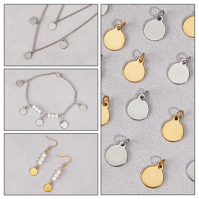 48Pcs 2 Colors 304 Stainless Steel Charms STAS-FH0002-29B-1