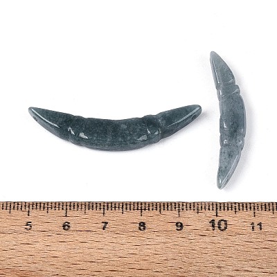 Natural Myanmar Jade Carved Crescent Moon Connector Charms G-T143-39A-1