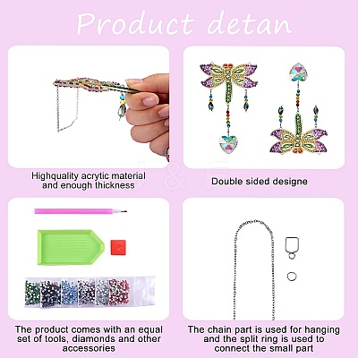 2 Sets 2 Style DIY Diamond Painting Wind Chime Kits DIY-SZ0007-55-1